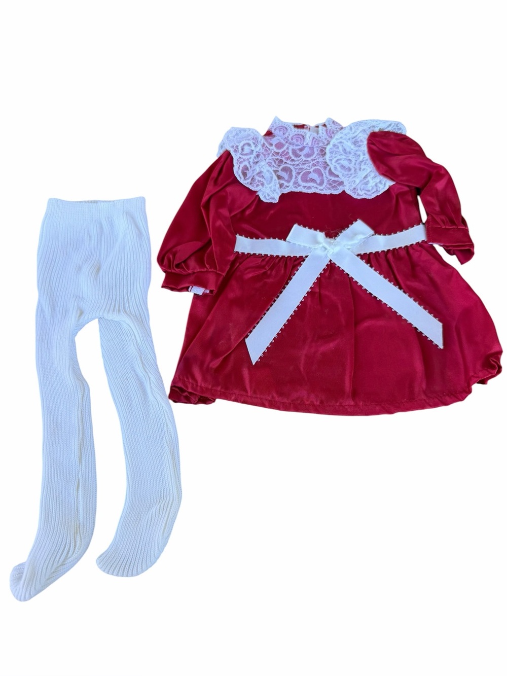 VTG Pleasant Company Samantha Cranberry Party Dress Heart Lace W Germany 86 RARE